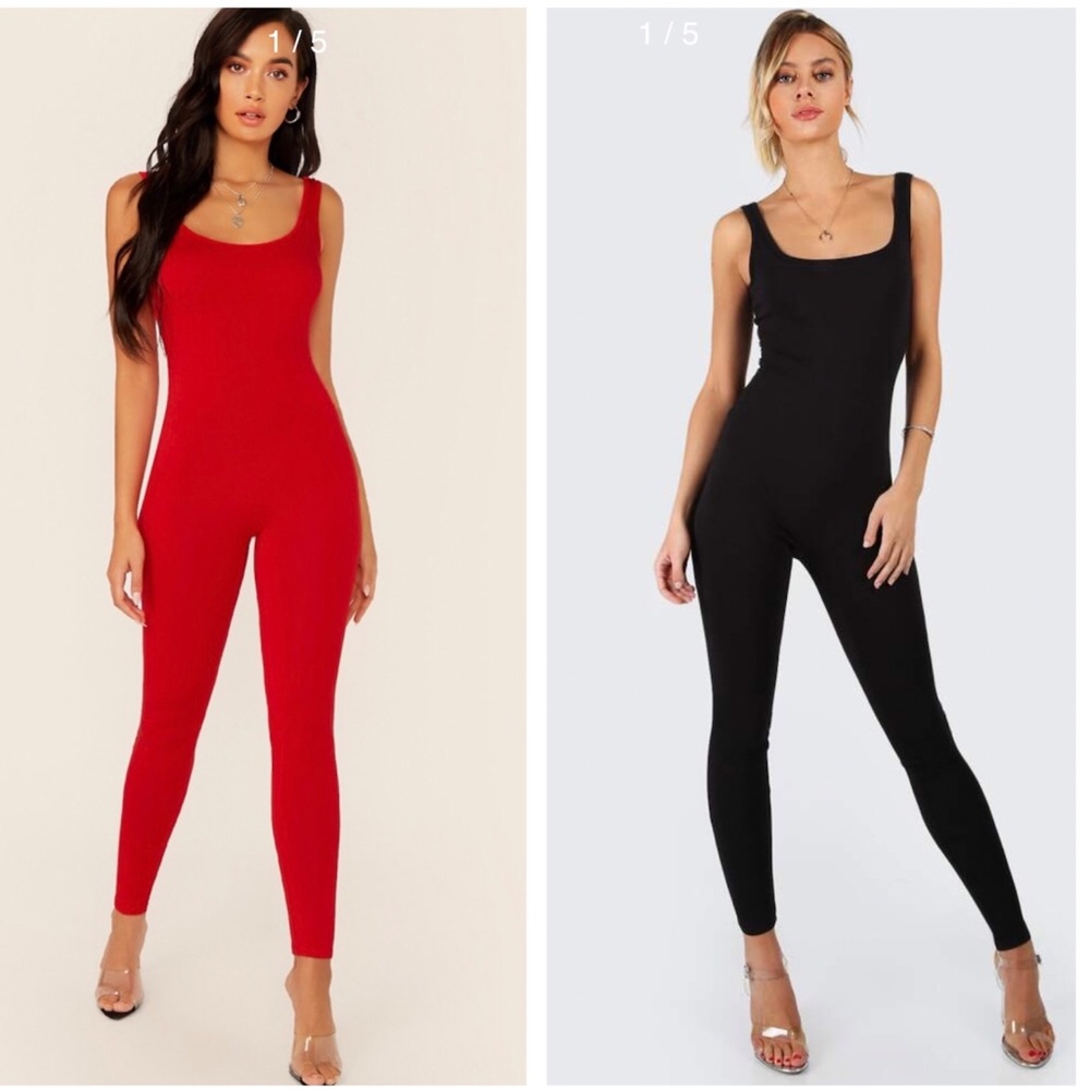 Shein Solid Scoop Neck Jumpsuit. 2 jumpsuits